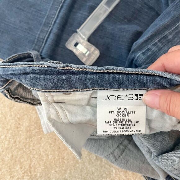 Joe's Socialite Kicker Low Rise Wide Leg Pocket Crop Medium Wash Stretch Jeans - Picture 13 of 14